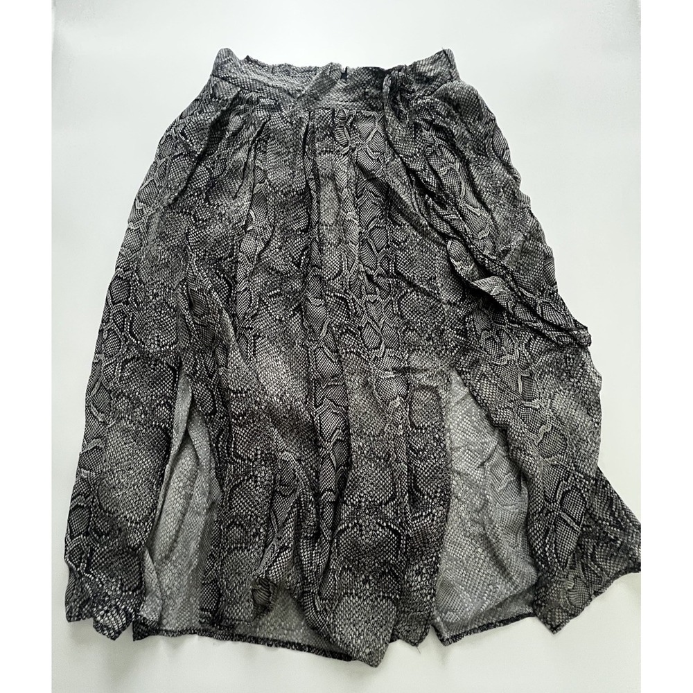 Anthropologie Maeve Annette Snake Print Pleated Midi Skirt Size 14 Tie Waist - Picture 2 of 9